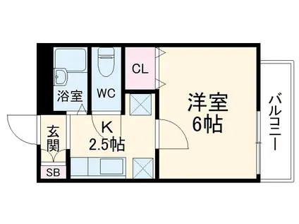 フォーブル名光(1K/1階)の間取り写真