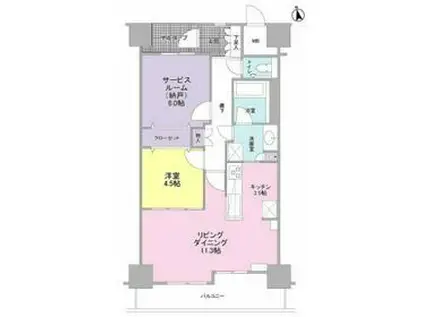 マークス・ザ・タワー静岡(1SLDK/13階)の間取り写真