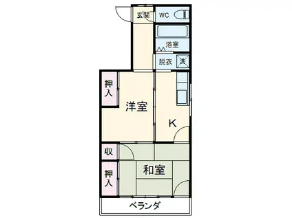 石渡荘(2K/2階)の間取り写真