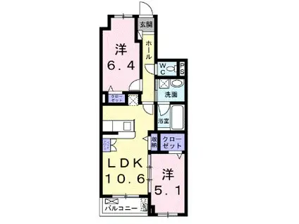 テホン・カーサⅡ(2LDK/3階)の間取り写真