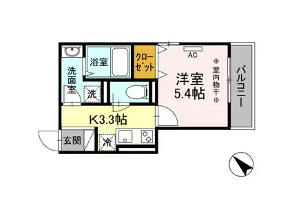 マ・メゾン鵠沼花沢 A(1K/2階)の間取り写真