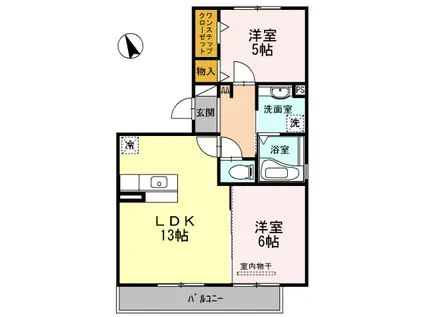 ウィングヴィラ(2LDK/1階)の間取り写真