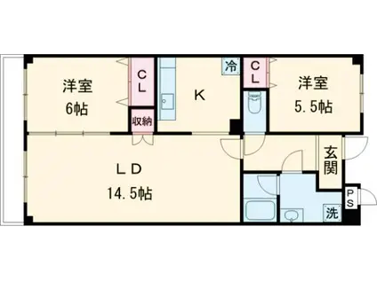 ルミエール元今泉(2LDK/4階)の間取り写真