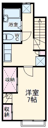 ホークⅡ(1K/1階)の間取り写真
