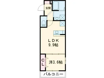 フィアスコート北助松1(1LDK/3階)の間取り写真