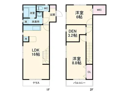 NUMENIA AO(2SLDK/1階)の間取り写真