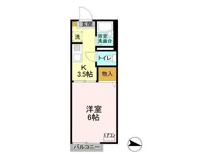 クレールB(1K/2階)の間取り写真