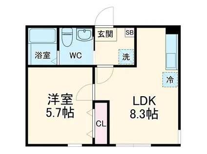 ハーミットクラブハウス桜木町JIN(1LDK/2階)の間取り写真
