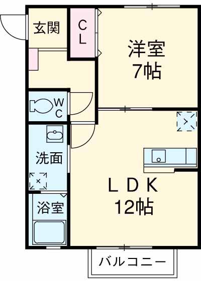 オリーブブランチⅡ(1LDK/1階)の間取り写真
