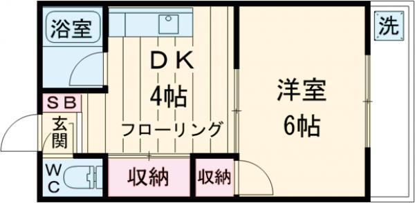 ヒルズ二本木(1K/2階)の間取り写真