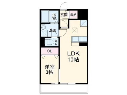 プロムナード 2棟(1LDK/2階)の間取り写真