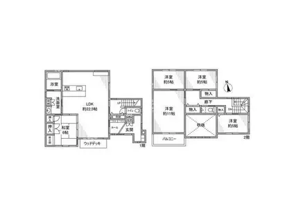 名鉄名古屋本線 富士松駅 徒歩22分 2階建 築13年(5LDK)の間取り写真