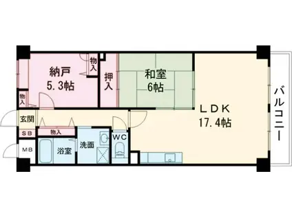 上桂エクセルハイツ(2LDK/5階)の間取り写真