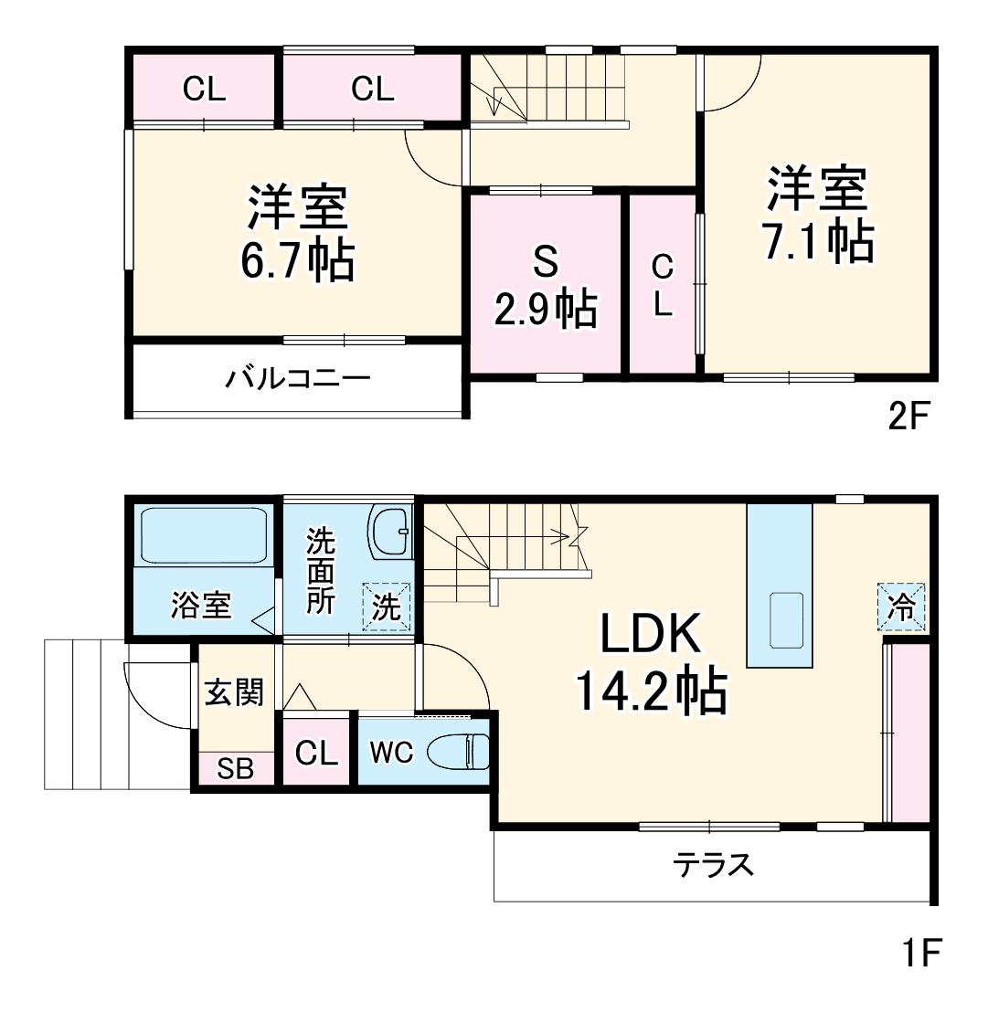 &(アンパサント)(2SLDK/1階)の間取り写真