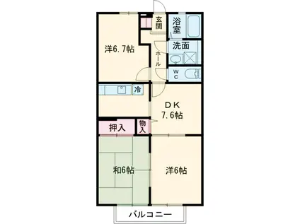 メゾンブルースカイ(3DK/2階)の間取り写真