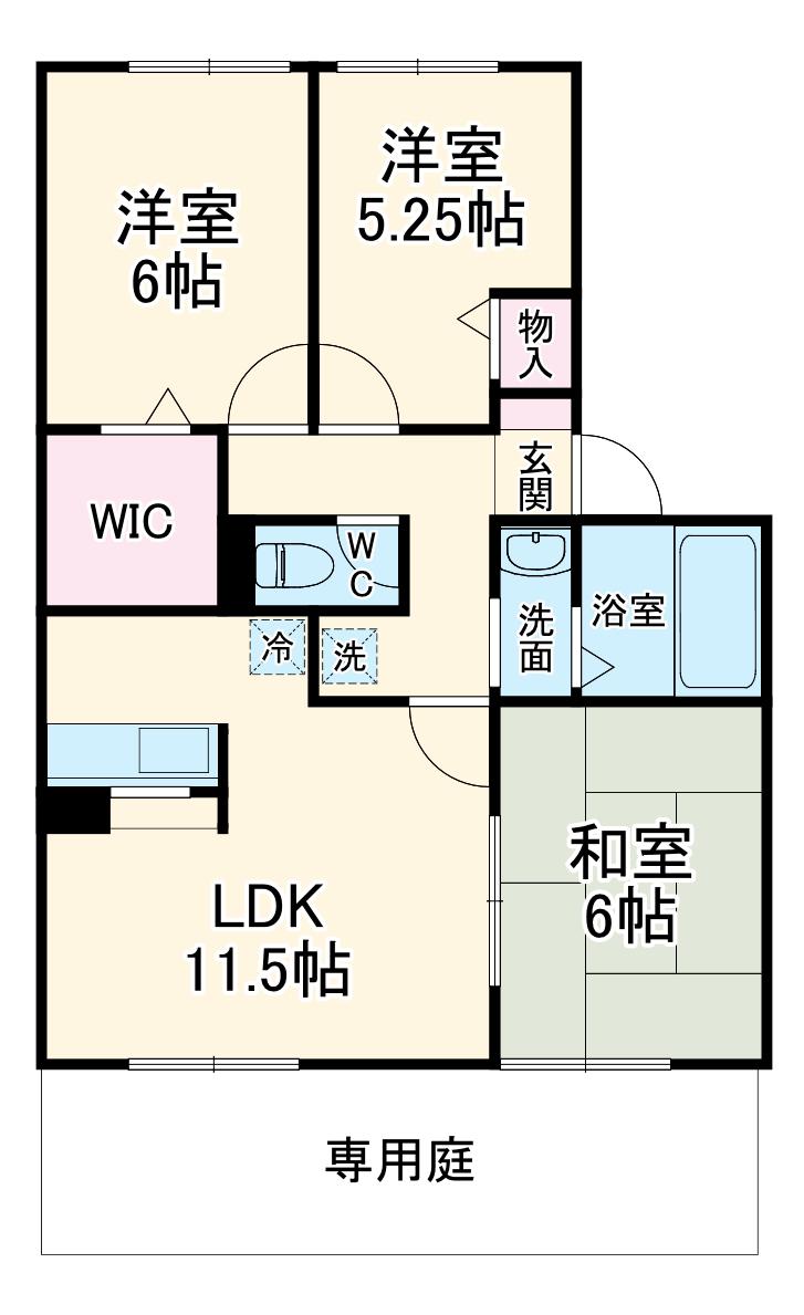 フレマリールひかり(3LDK/1階)の間取り写真