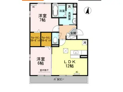 ヒルズ山神戸(2LDK/1階)の間取り写真