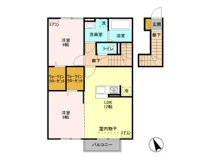 VILLA REN(2LDK/2階)の間取り写真