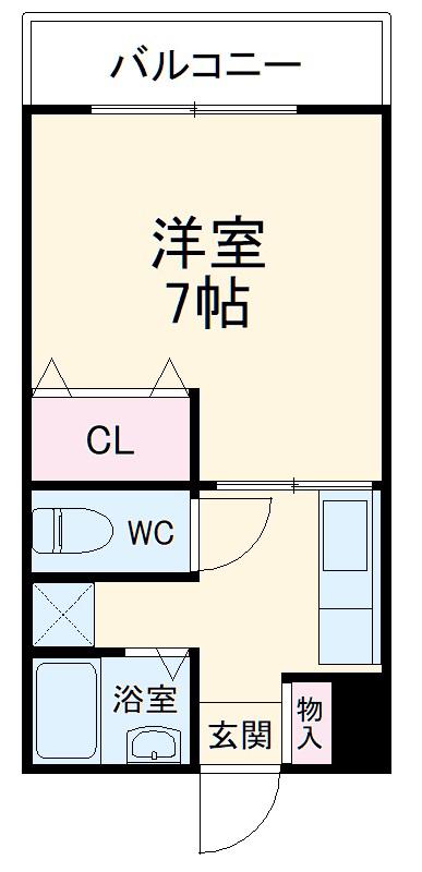 フレンドリー宇栄原(1K/2階)の間取り写真