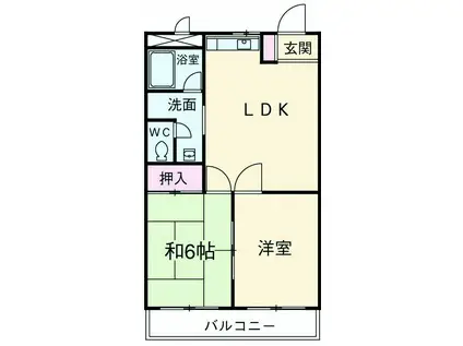 シャトルハイツフジノ(2LDK/3階)の間取り写真