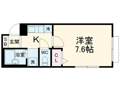 アムールプルミエ A棟(1K/2階)の間取り写真