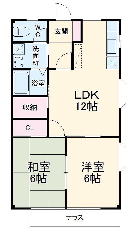シティハイツ住吉 A(2LDK/2階)の間取り写真