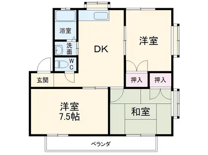 コーポユーカリ3(3DK/2階)の間取り写真