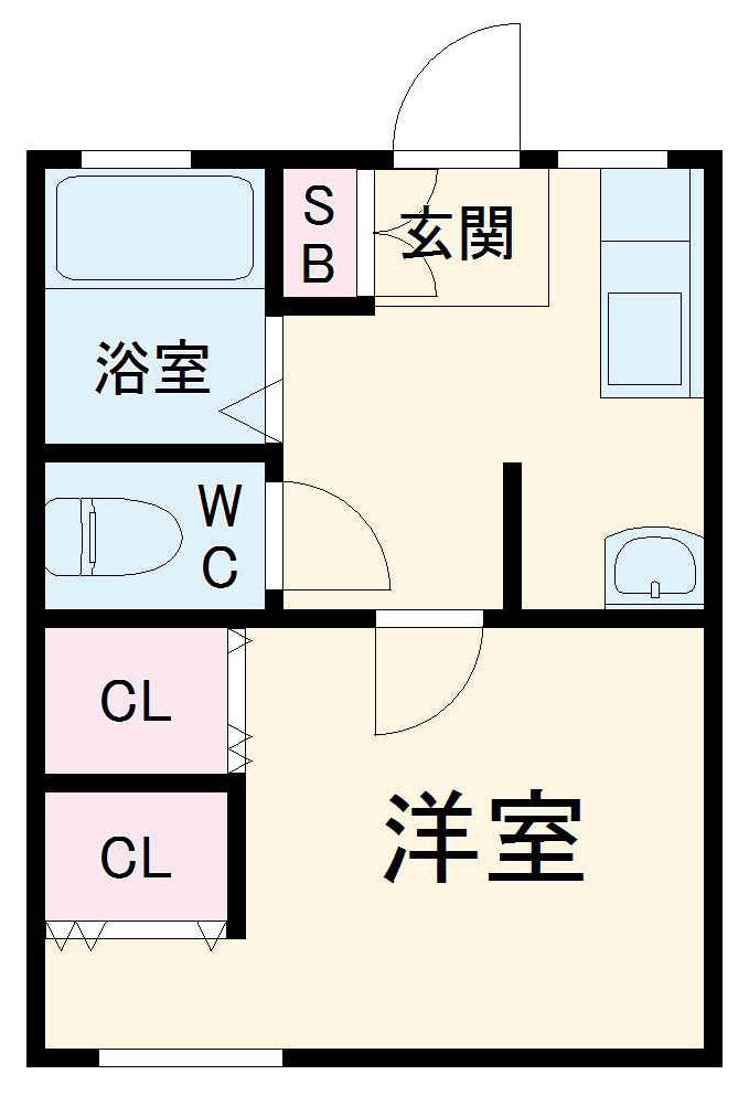 陽光パークハウス(1K/2階)の間取り写真