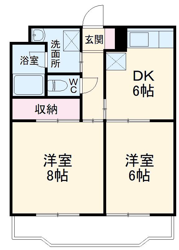 エスペランサⅠ(2DK/1階)の間取り写真