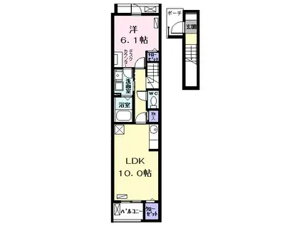 ハイグレイス(1LDK/2階)の間取り写真