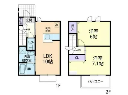 BELL FINE A(ベルフィーヌ)(2LDK)の間取り写真