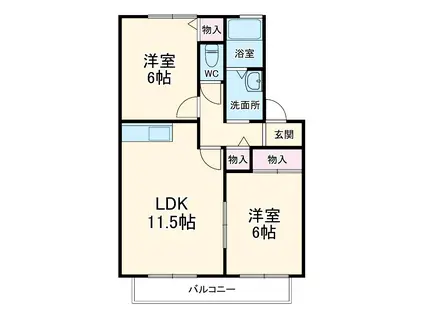 セジュール早出(2LDK/2階)の間取り写真
