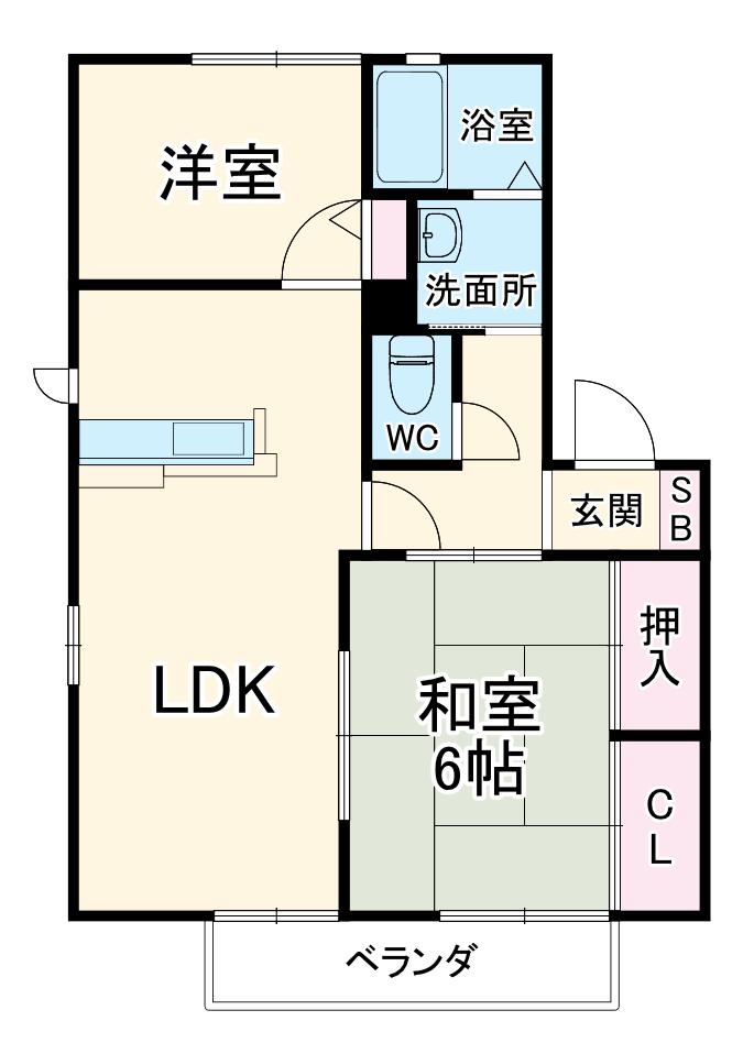 グリーンヒル二光(2LDK/1階)の間取り写真