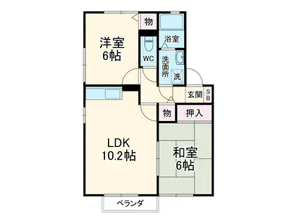 セジュール若松Ⅱ(2LDK/2階)の間取り写真