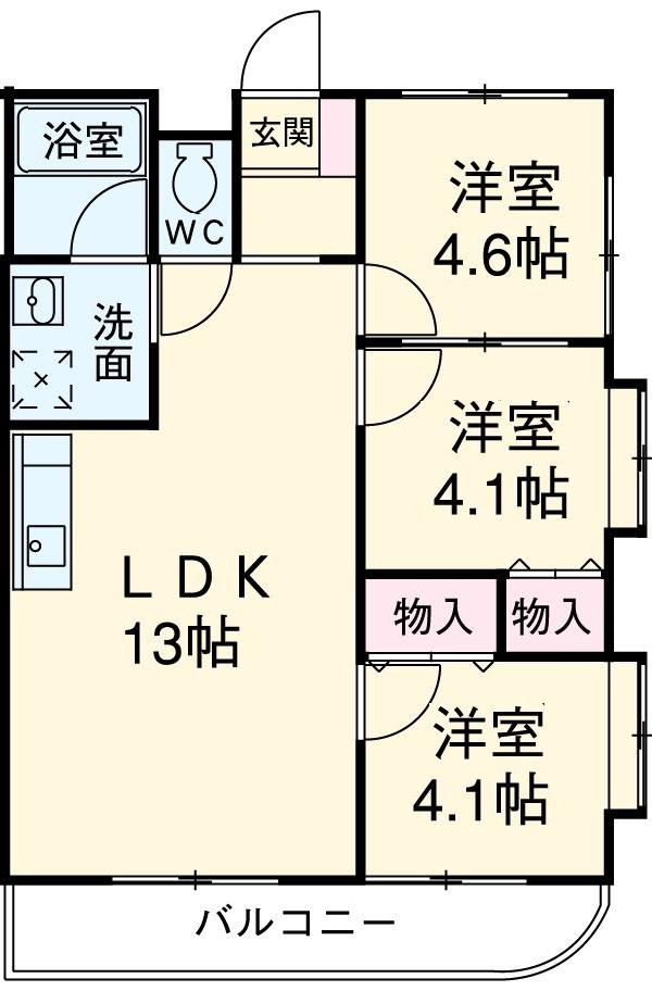 ジャンティ(3LDK/2階)の間取り写真