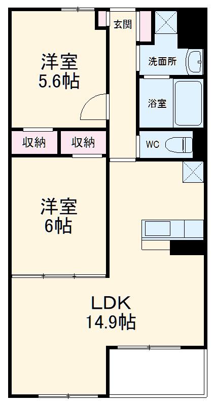 ベルフォーレⅠ(2LDK/1階)の間取り写真
