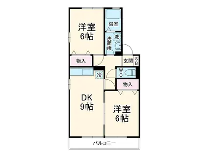 フィオーレ湘南山手A(2DK/2階)の間取り写真