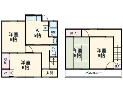 名鉄小牧線 味鋺駅 徒歩19分 2階建 築52年(4DK)の間取り写真
