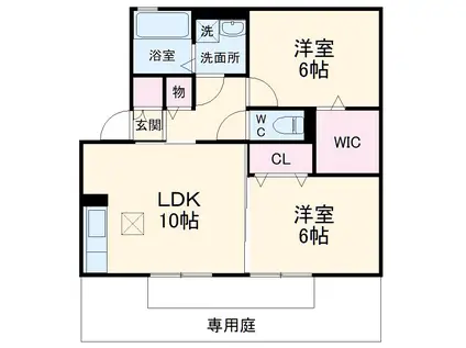 クレッシェンド(2LDK/1階)の間取り写真
