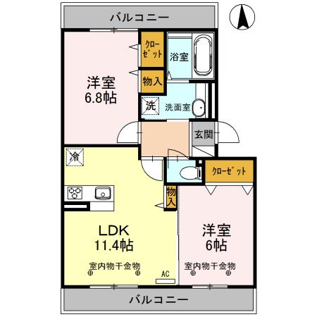 ヴィラグランデⅡ(2LDK/3階)の間取り写真