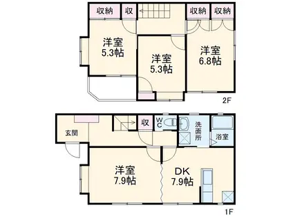 東海道本線 豊田町駅 バス乗車時間：30分 白羽バス停で下車 徒歩3分 2階建 築16年(4DK)の間取り写真