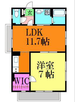 YBブライトンヒルズ(1LDK/3階)の間取り写真