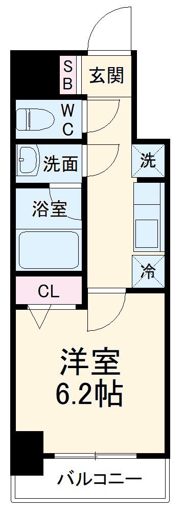 リーフコンフォート本厚木(1K/11階)の間取り写真