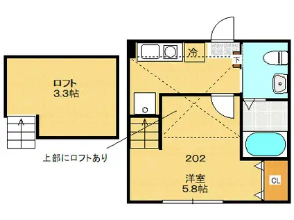 シティハイツ小金井(1K/2階)の間取り写真