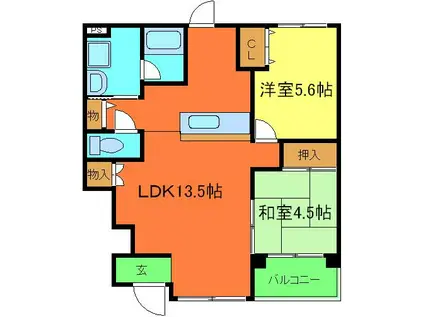アンシャンテシェソワ(2LDK/2階)の間取り写真