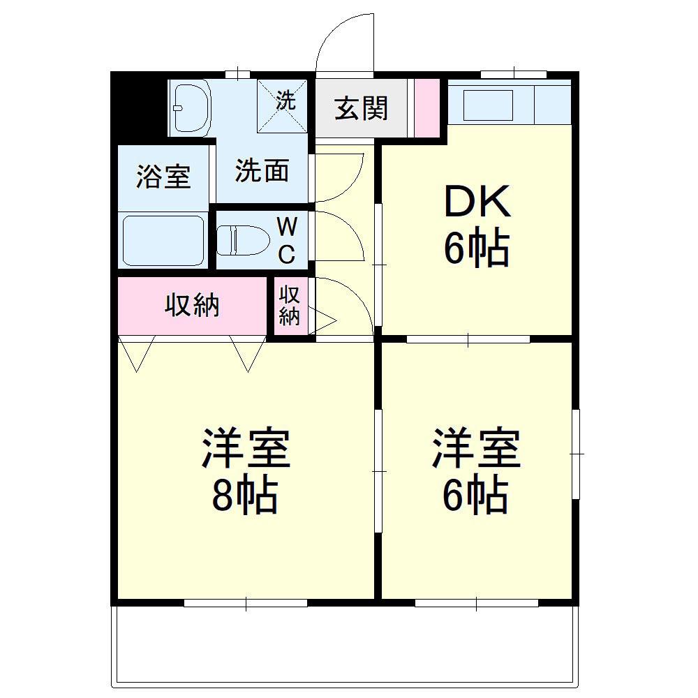 リアライズ掛川Ⅱ(2DK/2階)の間取り写真