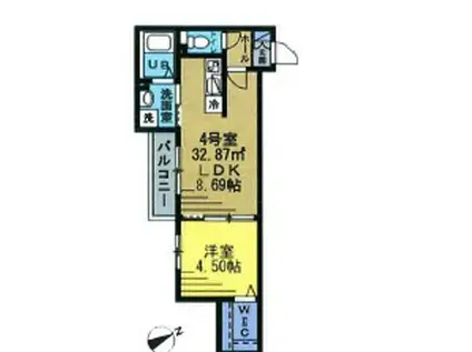 アルベロ新検見川(1LDK/1階)の間取り写真