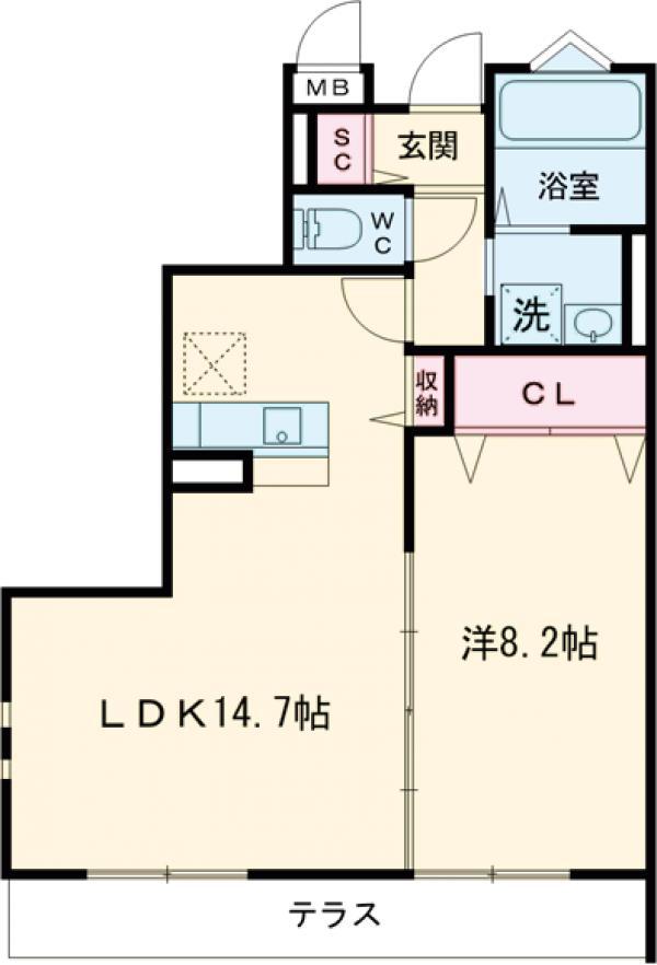 DUALE(1LDK/1階)の間取り写真