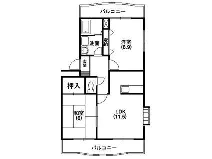 プレステージアスター(2LDK/2階)の間取り写真