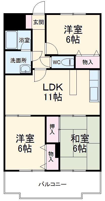 コンフォトゥール2(3LDK/3階)の間取り写真